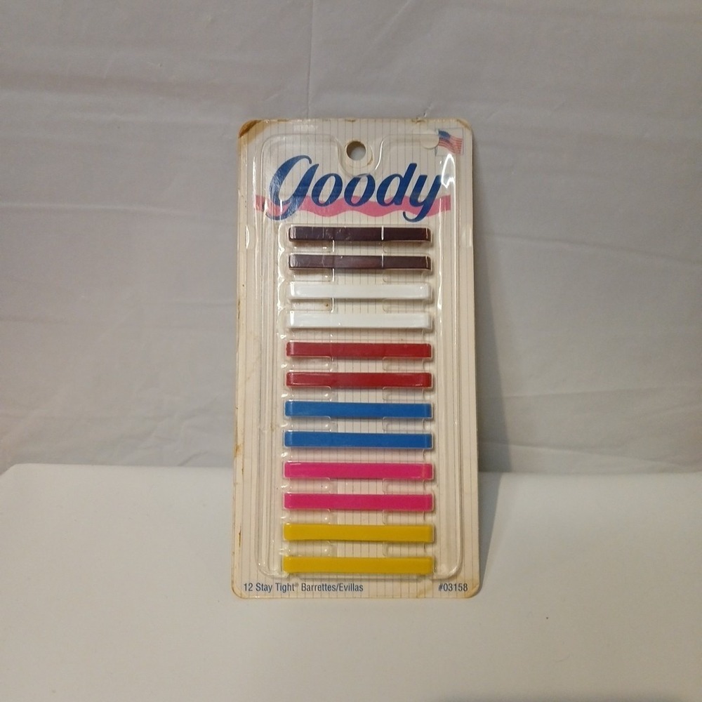 VINTAGE GOODY KIDS STAY TIGHT 2" HAIR BARRETTES #03158 12 PACK 90's USA NOS